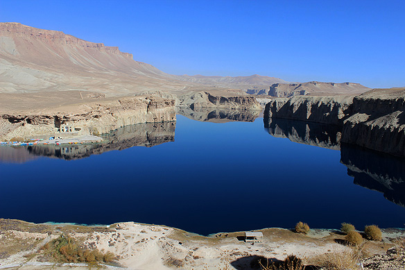 Band-e Amir, Afghanistan's first national park, comprises of six turquoise blue lakes high up in the Hindu Kush Mountains.