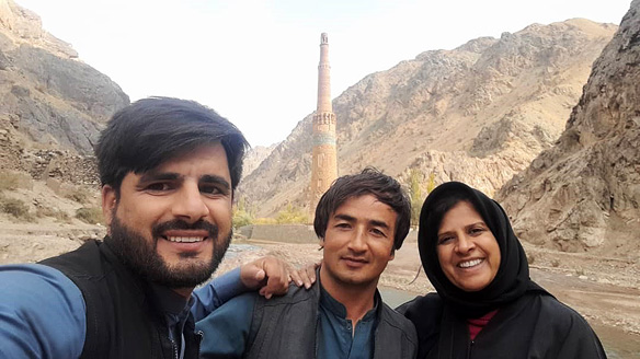 At the 12th Century Minaret of Jam with my driver Sher Aga [middle] and fixer-cum-translator Obaid [extreme left].