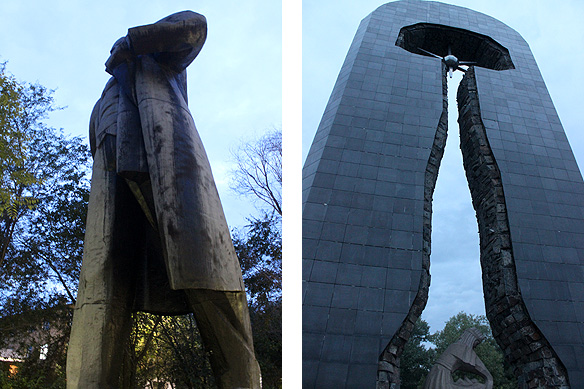 Kazakhstan’s tallest Lenin monument and the 'Stronger Than Death' atomic mushroom monument in Semey.