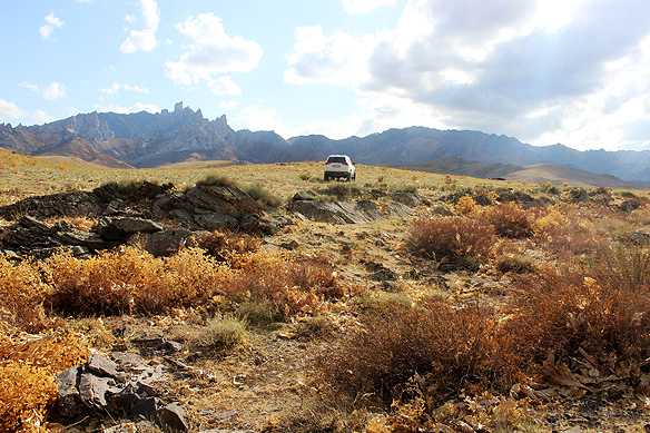 In search of the Arpauzen petroglyphs in southern Kazakhstan.