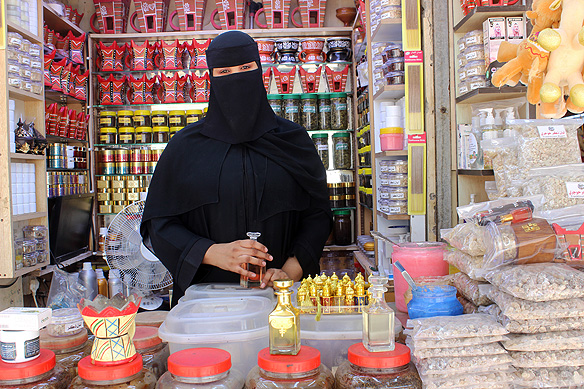 Stall selling frankincense in Souq Al Haffa today.