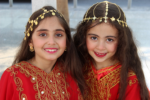 Children dressed up for Bahrain's national day, 16th December, which celebrates the late Emir Isa bin Salman Al-Kalifa's ascension to power in 1961.