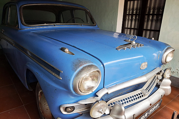 Buddhist monk Thich Quang Duc drove this blue Austin Westminster sedan to Saigon's city-centre in 1963, where he set himself on fire to protest against Diem's anti-Buddhist policies. The car now stands in Hue's Thien Mu Pagoda.
