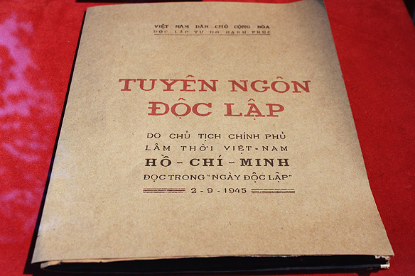 Declaration of Independence of Democratic Republic of Vietnam, 2 September 1945. [War Remnants Museum, Ho Chi Minh City]