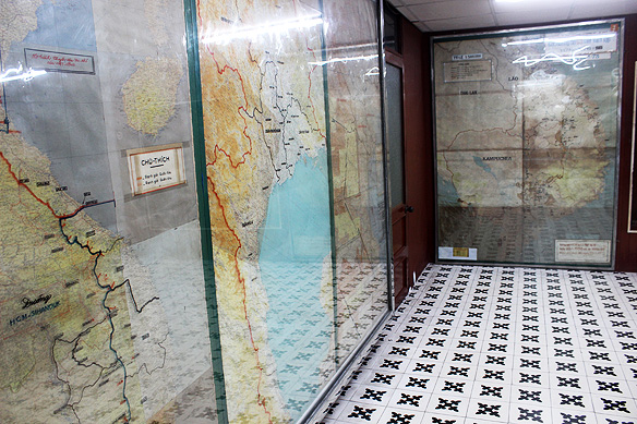 Underground bunkers with war maps in Independence Palace. South Vietnam, with the help of US forces, strategized the war from these rooms.
