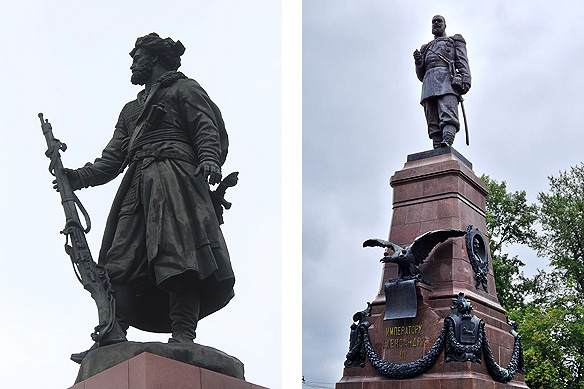 The two men behind Irkutsk. Left: Yakov Pokhabov, the Cossack explorer who established the city in 1661; Right: Tsar Alexander III, who gave the city a major boost by connecting it with the Trans-Siberian Railway in 1898.