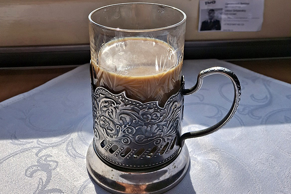 3-in-1 coffees in the trademark Trans-Siberian Railway mug.
