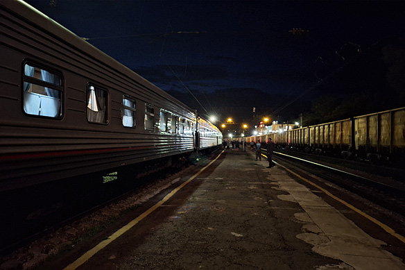 Train station somewhere in the middle of Russia's Far East. Yekaterina, a university student working the summers as a train attendant, took this picture for me.