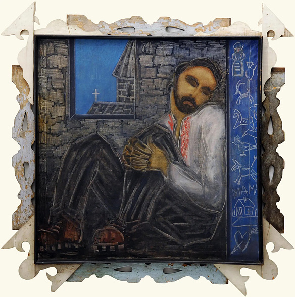 Self-Portrait Against the Background of Haghpat, 1963, Courtesy Sergey Parajanov Museum, Yerevan.