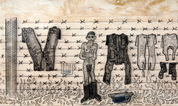 Shower Day in Prison, 1974-1977, Courtesy Sergey Parajanov Museum, Yerevan.