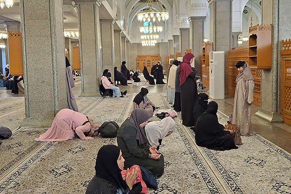 Inside Masjid Quba's ladies' section.