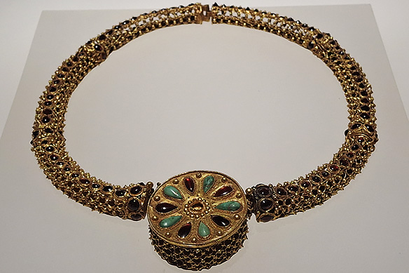 Open-work necklace decorated with granulation and inlaid with turquoise and almandine gems, Armaziskhevi, Burial 6, 2nd Century CE.