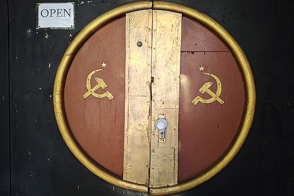 Entrance to the Joseph Stalin Underground Printing House Museum in Tbilisi.