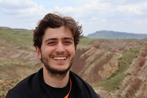 Nika, my guide, on our hike in the 'Rainbow Mountains' that surround David Gareja Monastery.